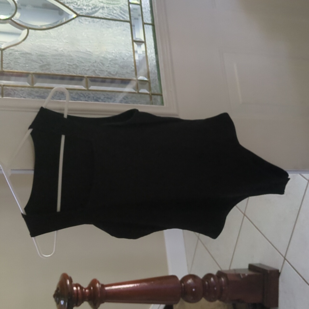 Women's Black bodysuit, square neck, size L